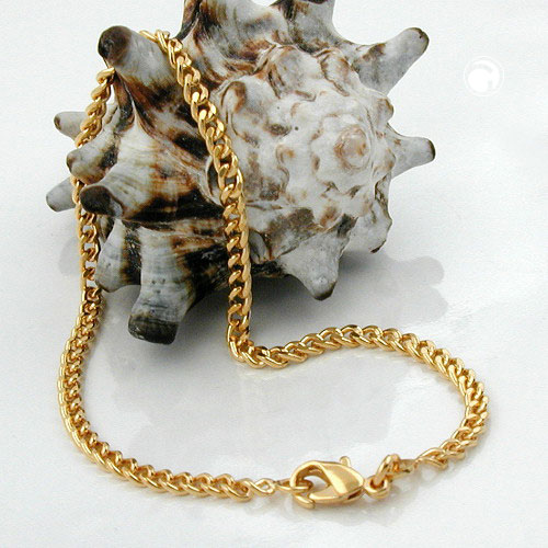 Chaîne gourmette plaqué or 2,6mm détail maillons brillants