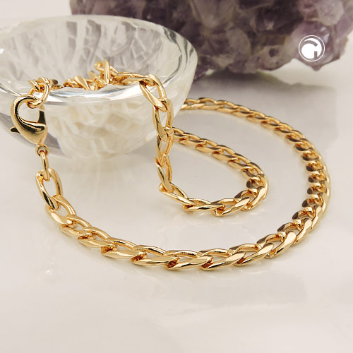 Collier plaqué or chaîne large brillante fermoir lobster