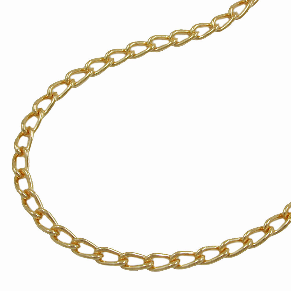 Collier plaqué or chaîne gourmette ouverte sur fond blanc