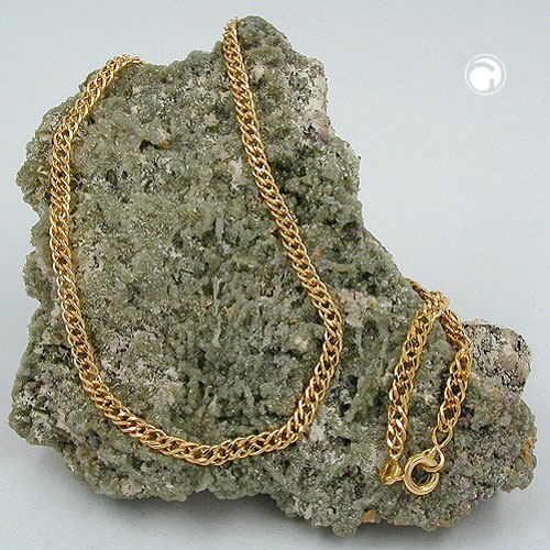 Vue rapprochée du maillage twin curb chain plaqué or