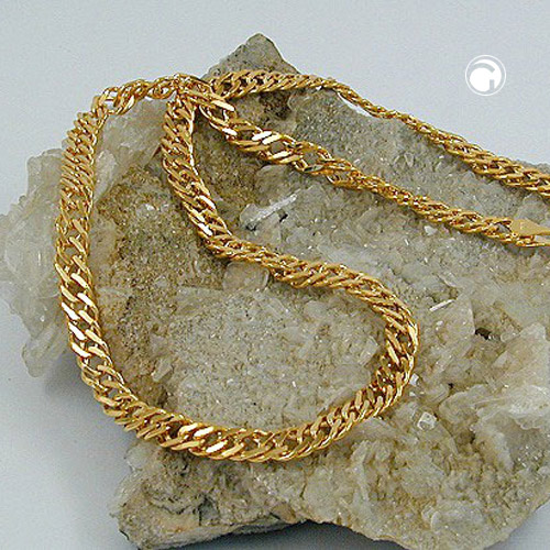 Détail du fermoir lobster et des maillons 6x2 mm du collier plaqué or