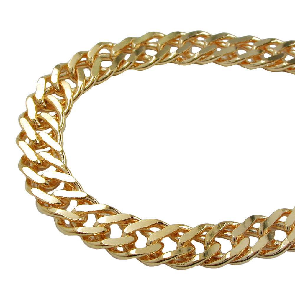 Collier plaqué or chaîne double rombo sur fond blanc