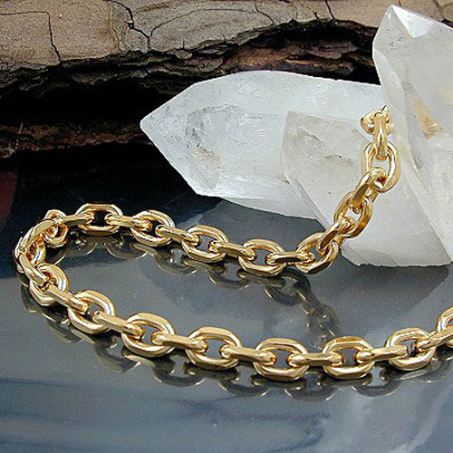 Collier doré maillons ancre 5 mm plaqué or