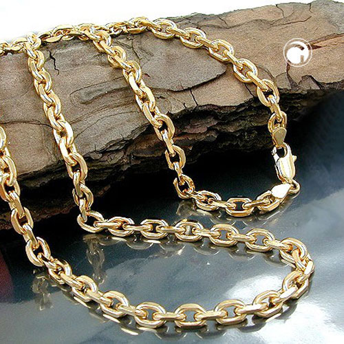Collier doré maillons ancre 5 mm plaqué or