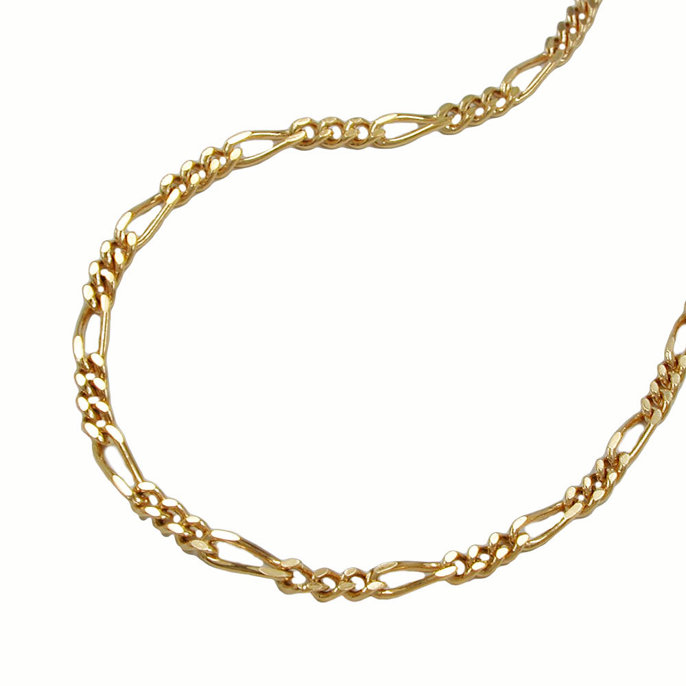 Collier plaqué or chaîne Figaro 2mm sur fond blanc