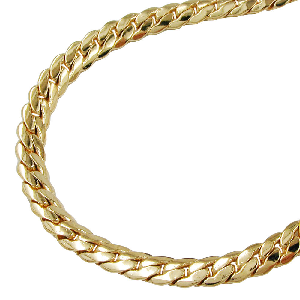 Collier chaîne plate plaqué or 4mm vue face