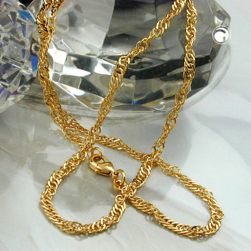 Collier doublé or motif torsadé 70cm