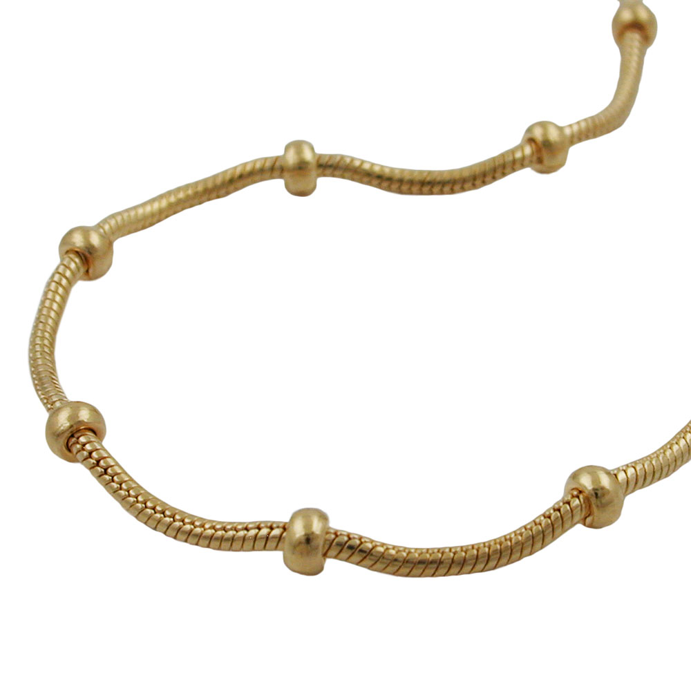 Bracelet plaqué or chaîne serpent avec billes