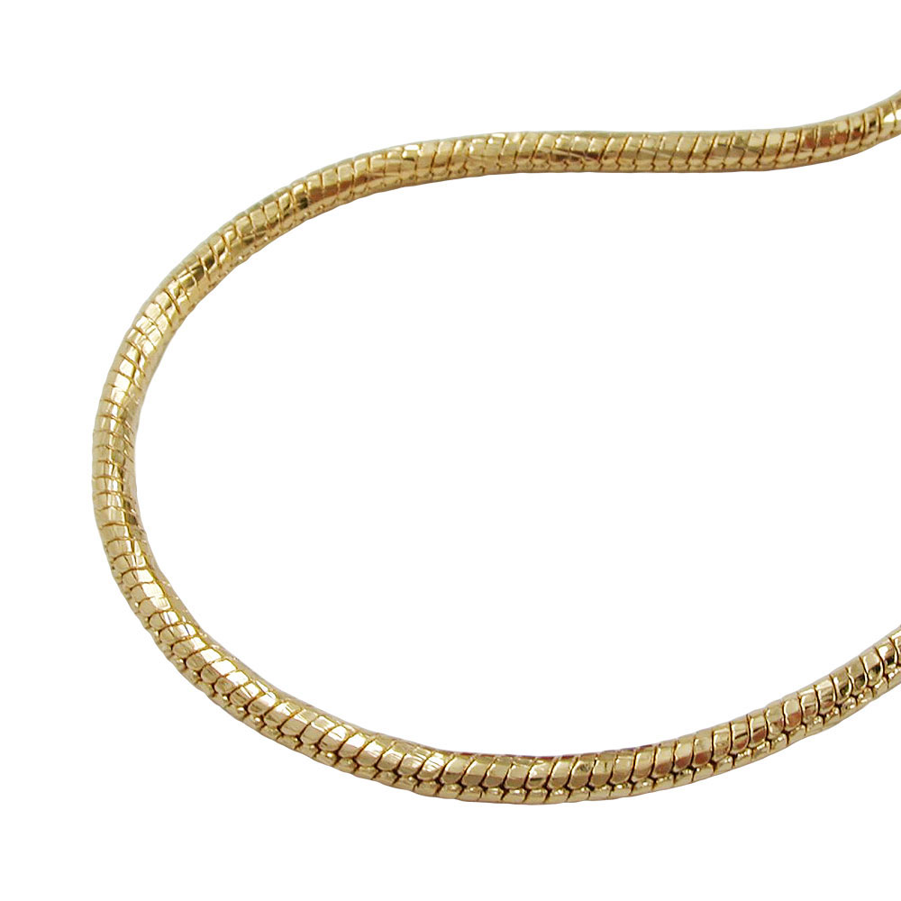 Bracelet plaqué or chaîne serpent coupe diamant 2mm sur fond blanc