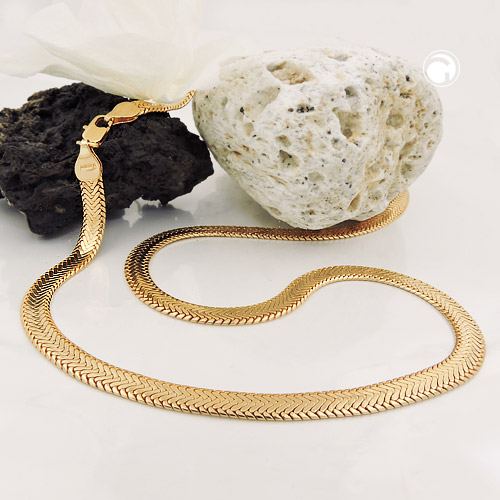 Collier doré femme chaîne serpent plate vue détail