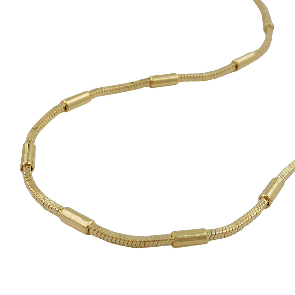 Bracelet plaqué or chaîne serpent tubes vue ensemble