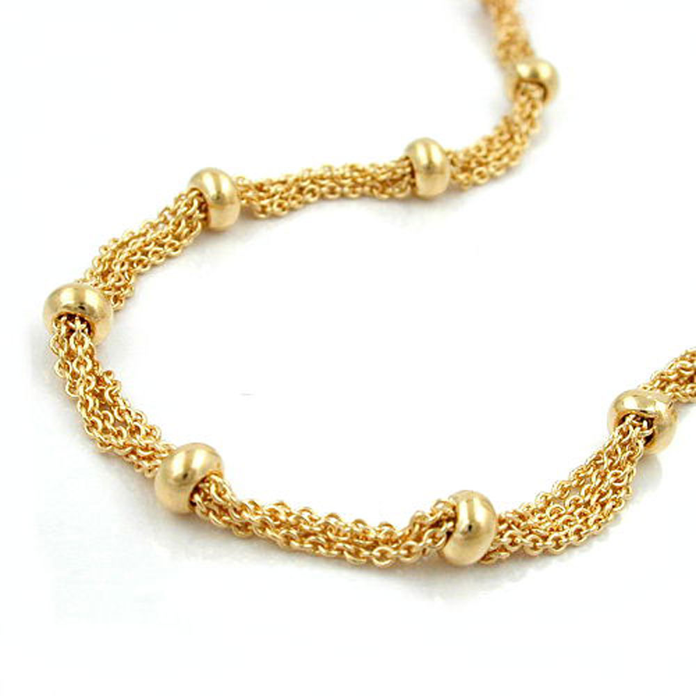 Collier plaqué or à billes fines 2x2 mm