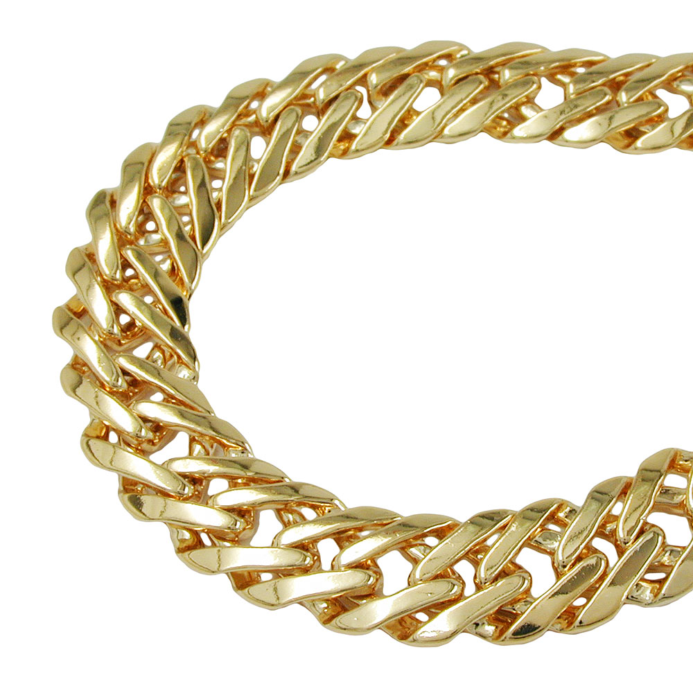 Bracelet plaqué or fantaisie double gourmette 7,7 mm