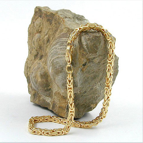 Bracelet plaqué or maille byzantine fermoir crabe détail