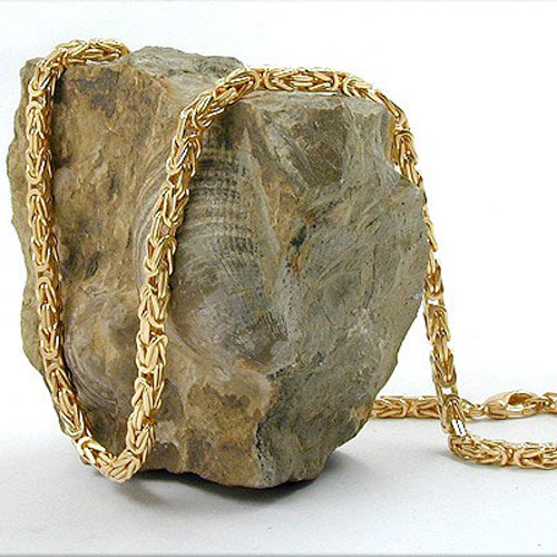 Bracelet plaqué or maille byzantine fermoir crabe détail