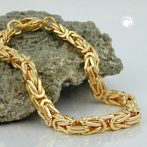 Bracelet homme femme plaqué or maille byzantine 6mm fermoir pince