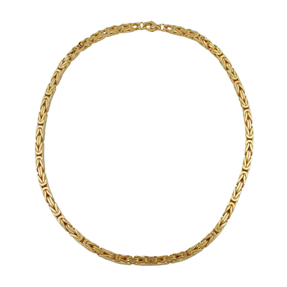 Bracelet plaqué or chaîne byzantine carrée 6mm sur fond blanc