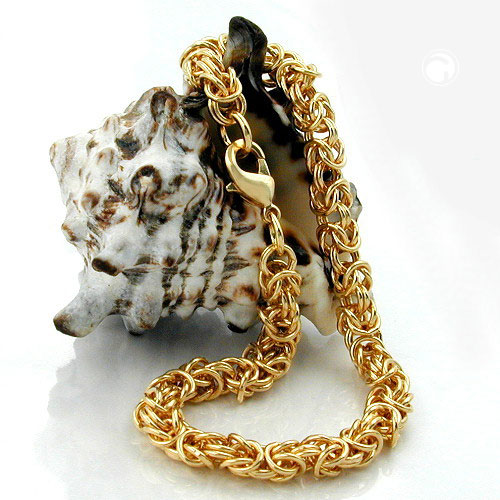 Bracelet doublé or maille byzantine vue rapprochée
