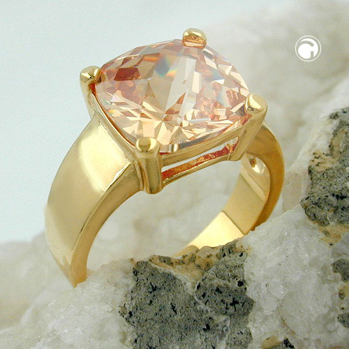 Bague plaqué or topaze sur fond blanc