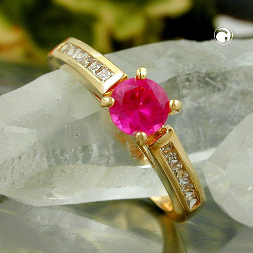 Bague or rose zirconium vue de profil