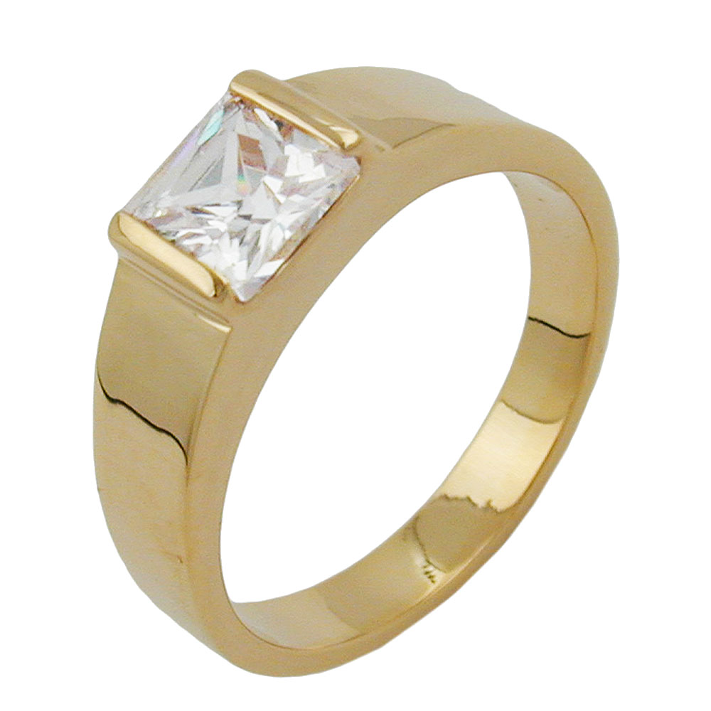Bague plaqué or avec zirconium blanc vue de face