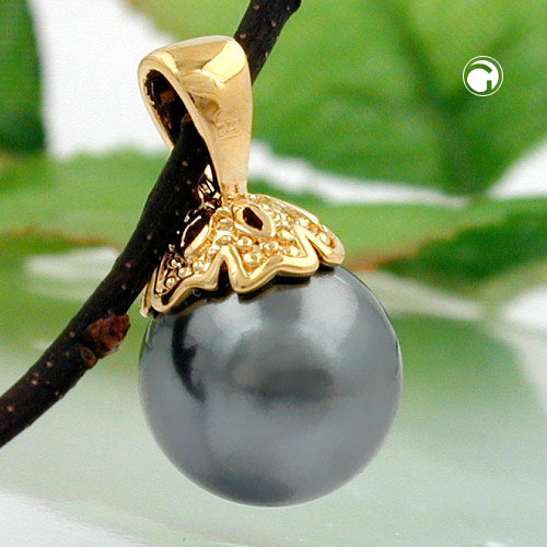Pendentif perle doré plaqué or sur fond blanc