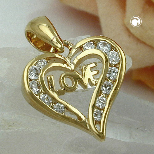 Bijou pendentif cœur Love plaqué or 15mm