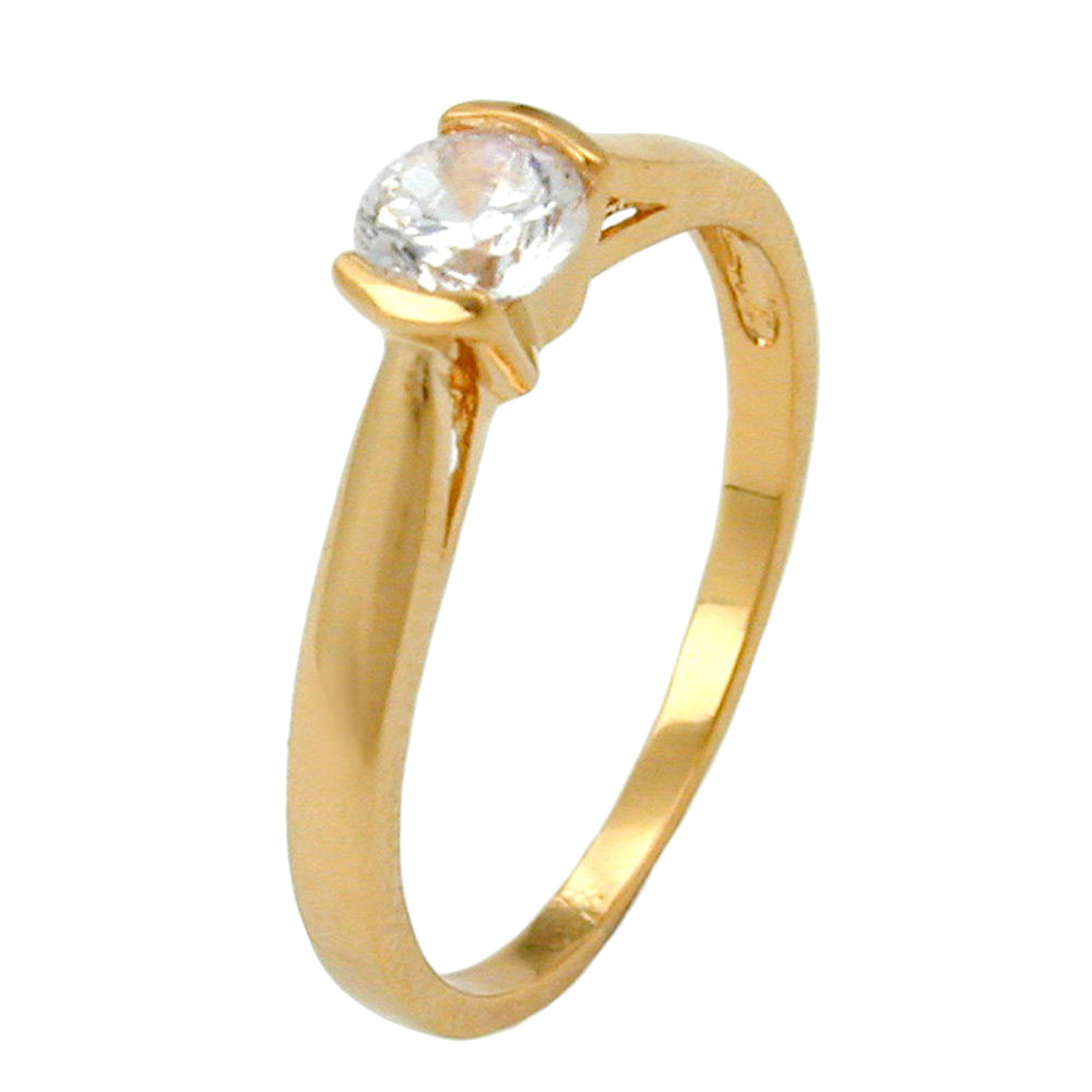 Bague plaqué or avec zirconite blanche vue de face