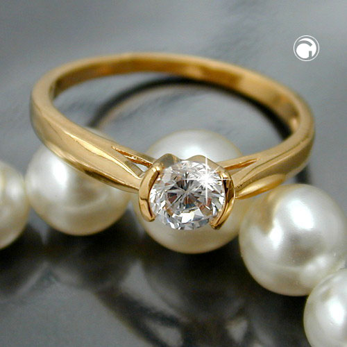 Bague plaqué or 3 microns zirconite, détail de la pierre