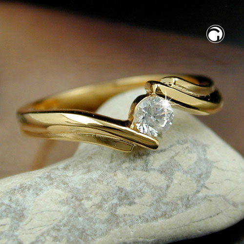 Bague plaqué or design chic avec zirconite
