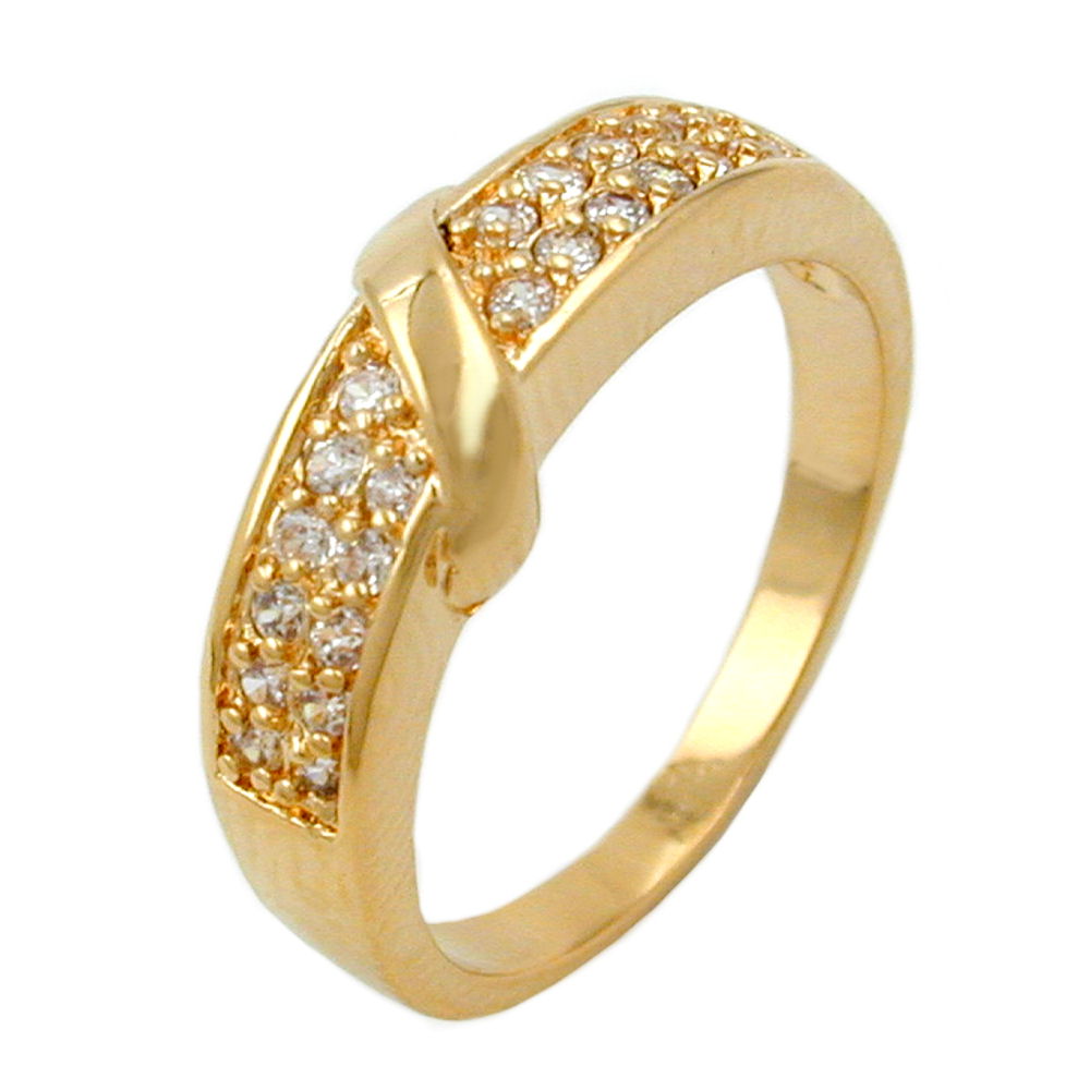 Bague plaqué or avec zirconium boucle traversante