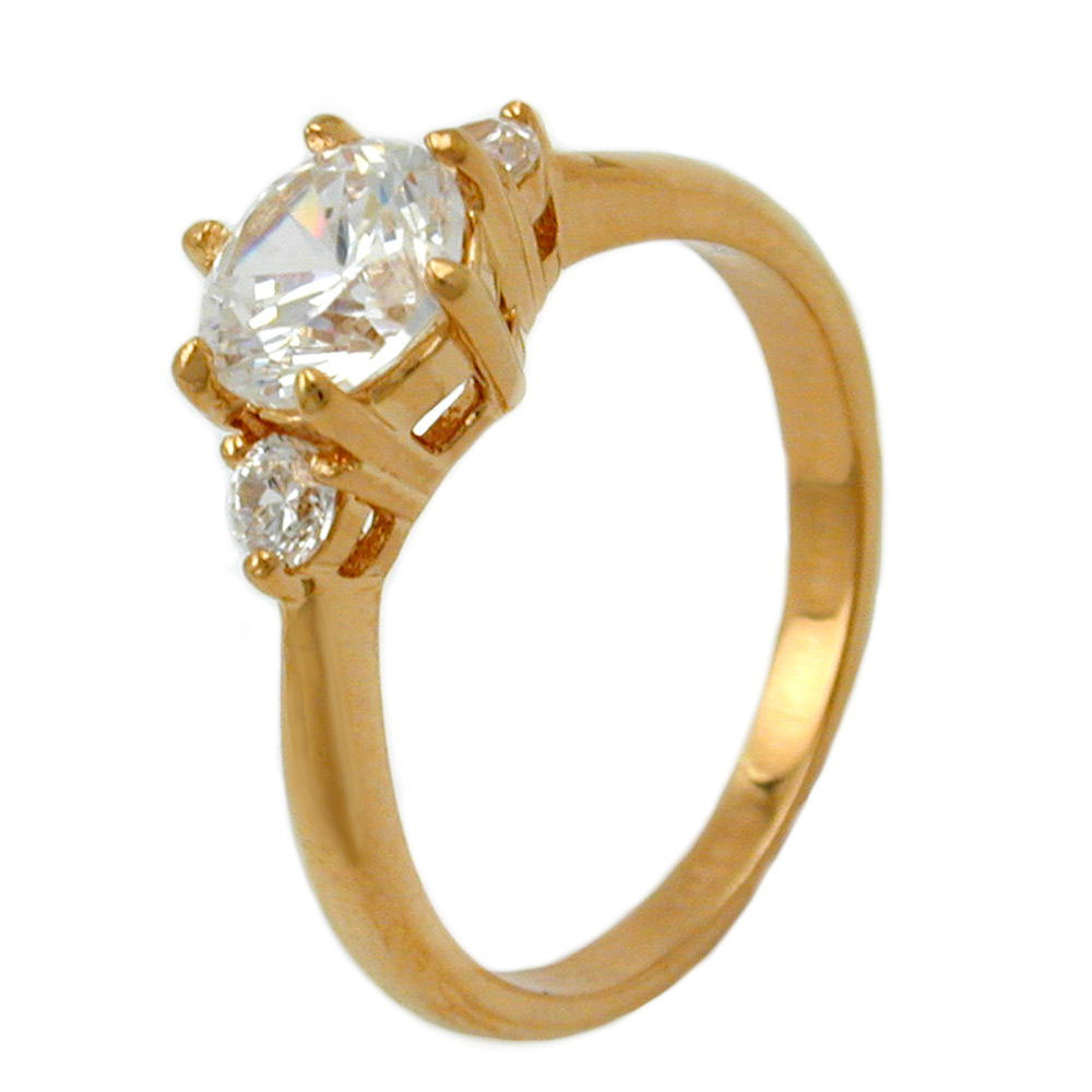Bague plaqué or 3 microns avec zirconium blanc
