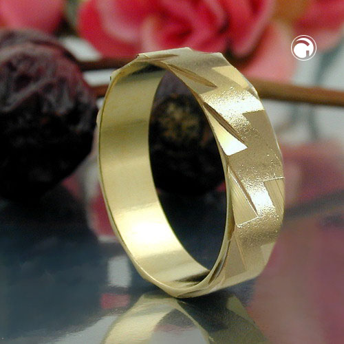Bague plaqué or 18k design diamanté vue de profil
