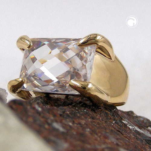 Bague chic en plaqué or ornée d'une pierre zirconium
