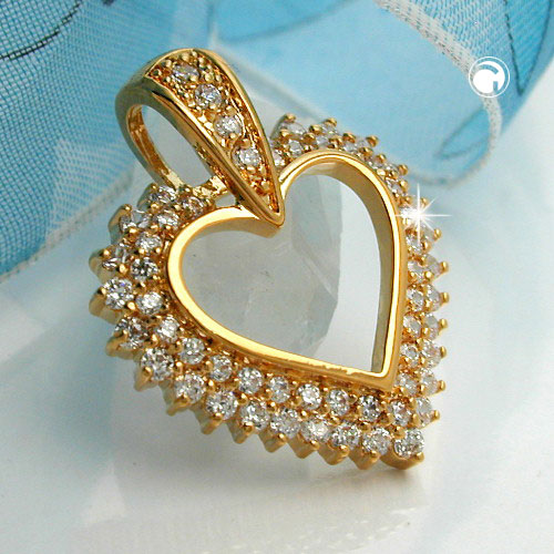 Pendentif cœur plaqué or avec zirconias vue détaillée