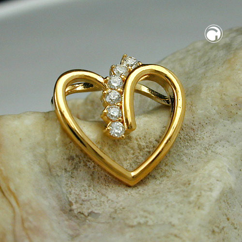 Bijou cœur plaqué or scintillant zirconias