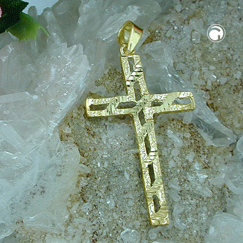 Croix or 9k finition brillante pendentif bijou