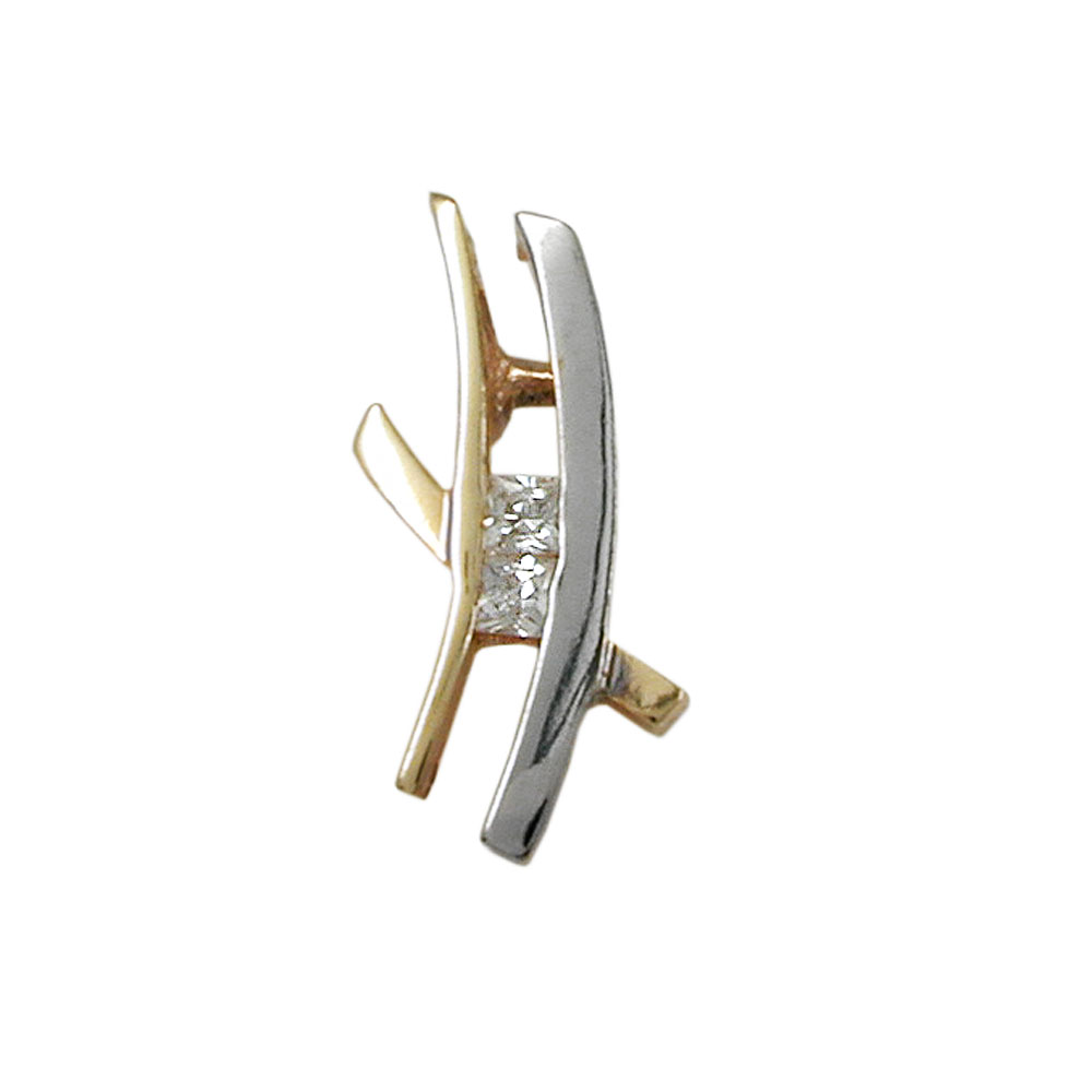 Pendentif or bicolore 9 carats filigrane avec zirconias