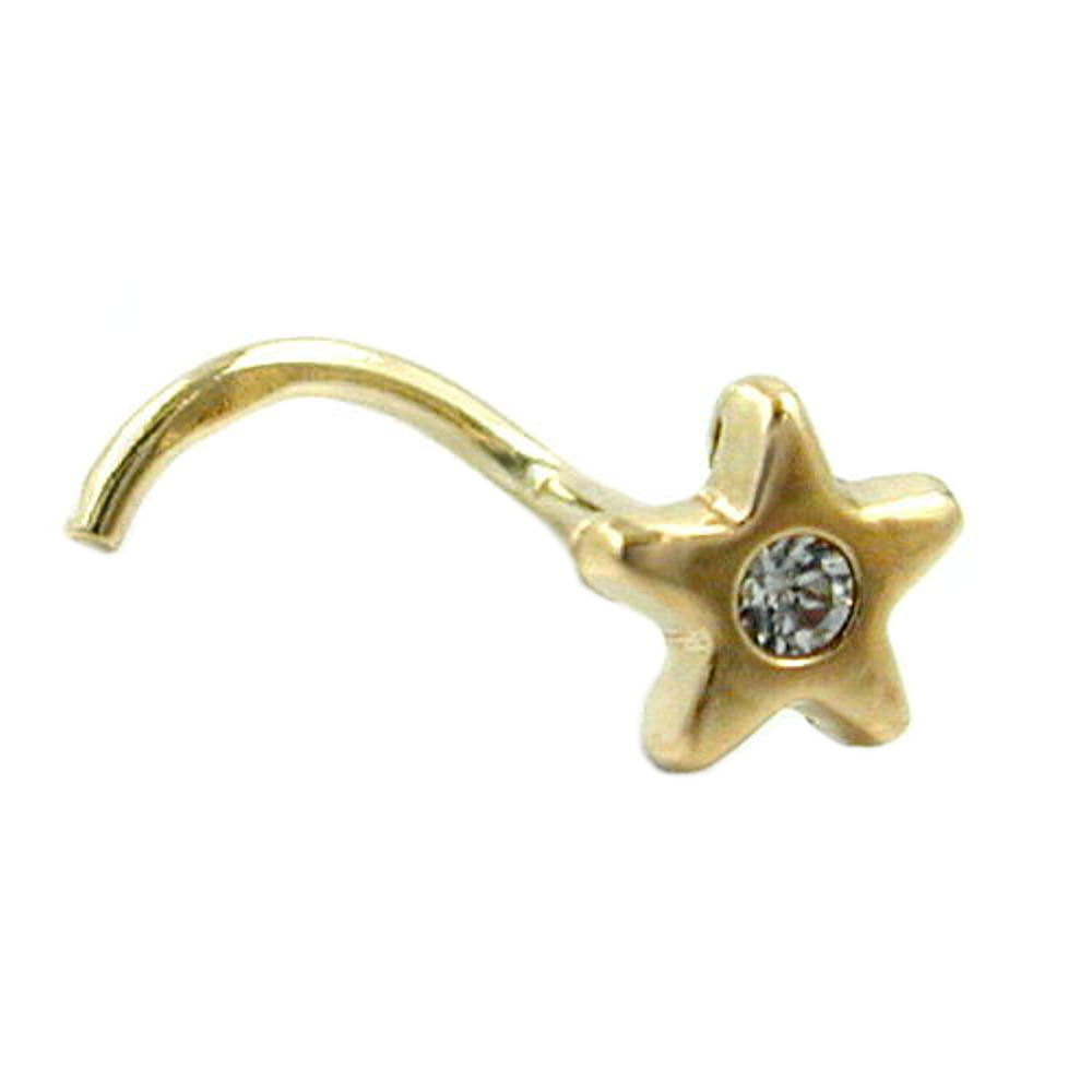 Piercing nez étoile en or 14 carats avec zirconium blanc