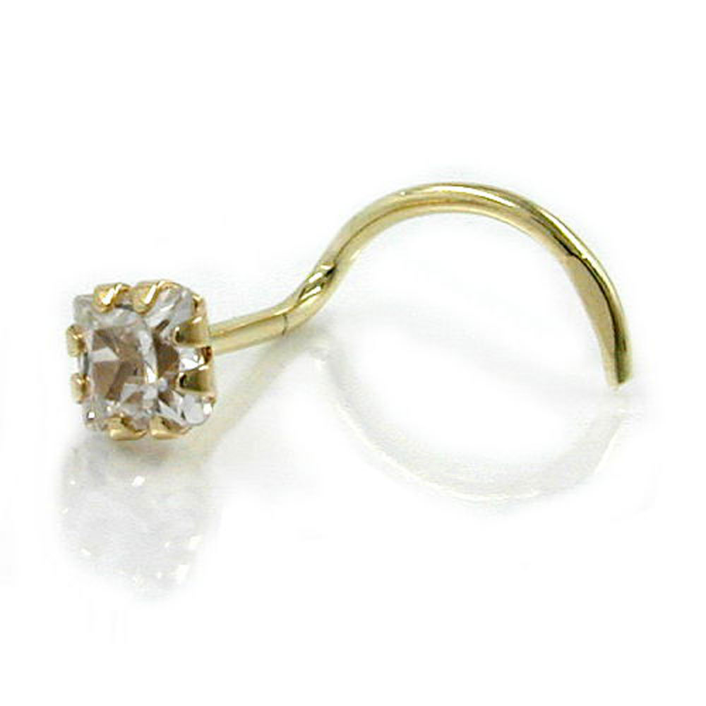 Piercing nez or 14 carats avec zirconium cubique 3mm