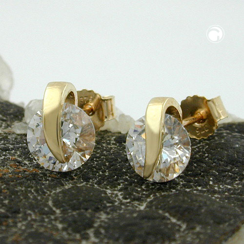 Paires de boucles d'oreilles en or 375/000 avec billes de zircons mobiles