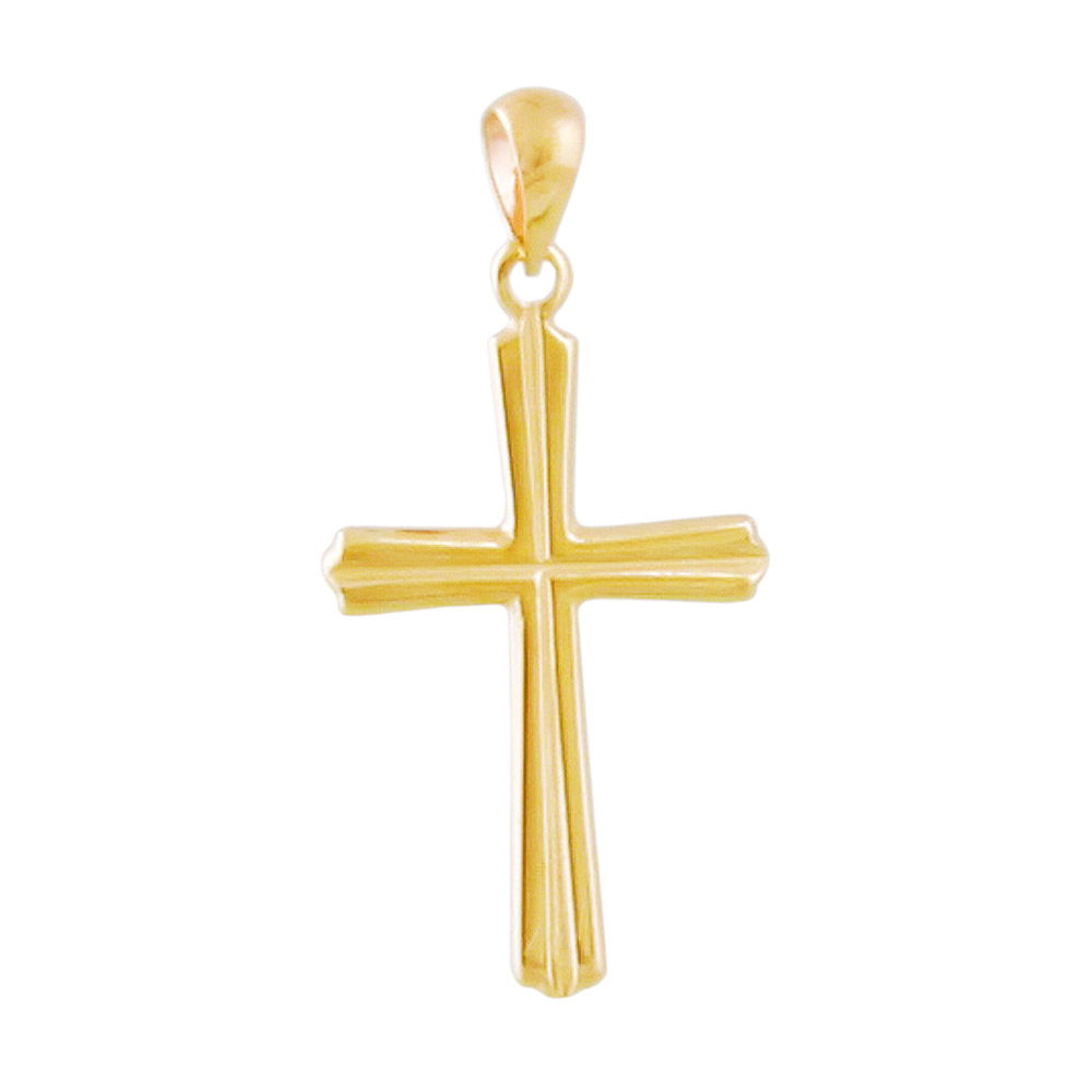 Pendentif croix en or 9 carats 25x15mm sur fond blanc