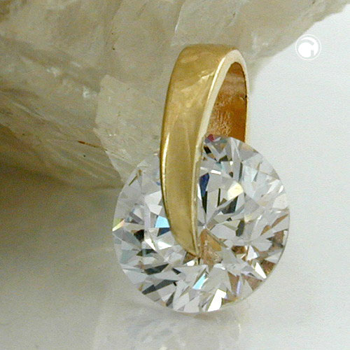 Vue de profil du pendentif or mobile zirconium blanc