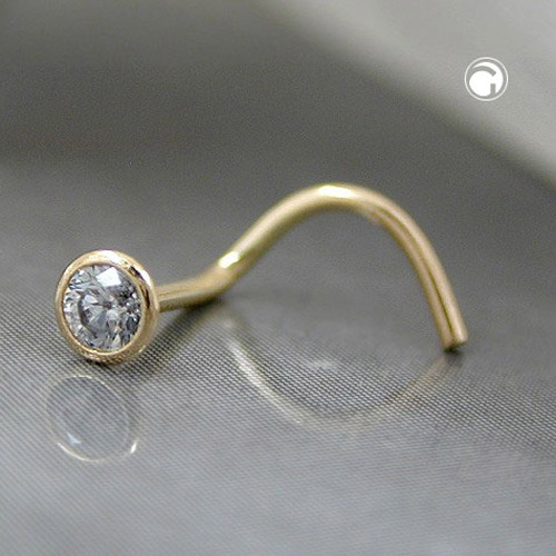 Nose screw en or 750/000 orné d'un zircon blanc