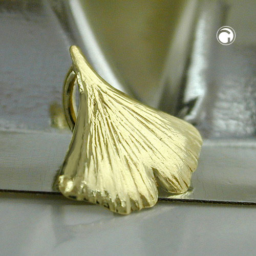 Bijou or 9k forme feuille Ginkgo vue de dos avec œillet