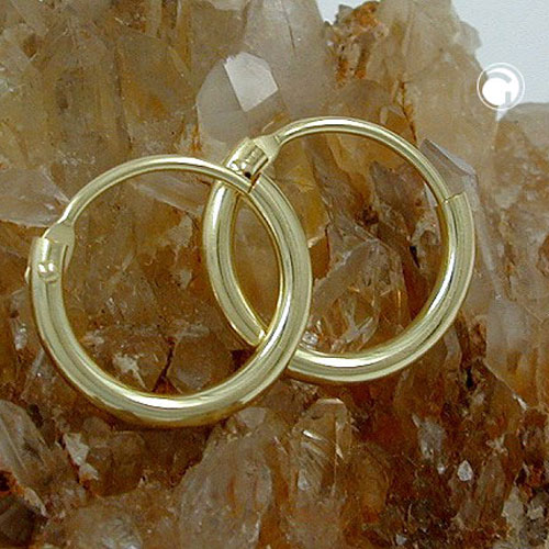 Créoles or jaune 9k diamètre 11 mm vue de profil