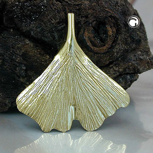 Bijou or jaune 375 en forme de feuille Ginkgo, vue détaillée