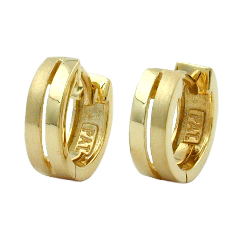 Boucles d'oreilles or 9 carats cercles doubles charnière finition mate