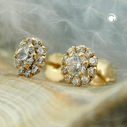 Studs or fleur zirconias vue de face