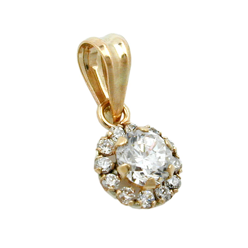 Pendentif or 9 carats fleur avec zirconias